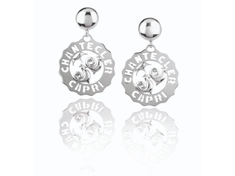 SILVER SMALL LOGO ROOSTERS AND SUN EARRINGS ET VOILA' CHANTECLER 38916